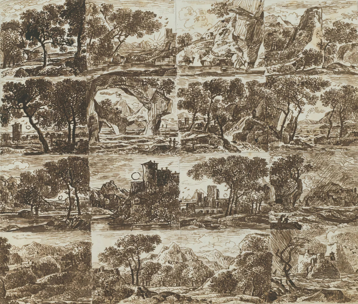 Franz Kobell (1749–1822) Skizzenbuch mit Landschaften, Album mit 198 Blatt Feder und Bleistift, diverse Maße